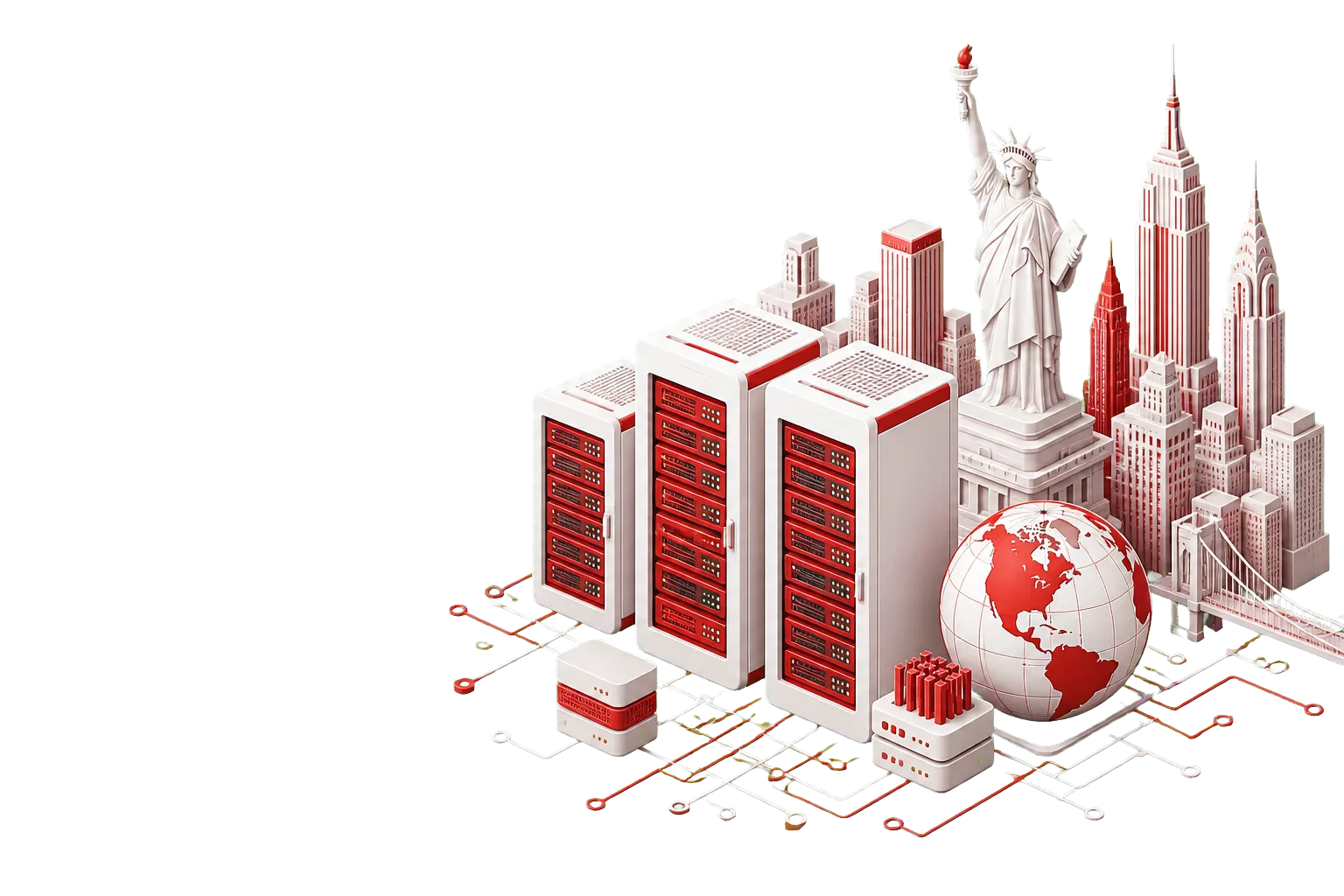 美国服务器租用的计算与网络资源示意图